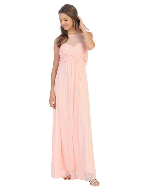 Long Sleeveless Stretch Chiffon Bridesmaids Dress