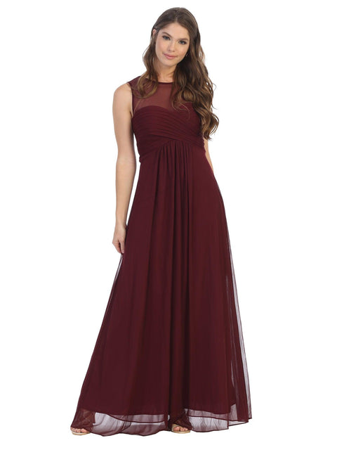 Long Sleeveless Stretch Chiffon Bridesmaids Dress