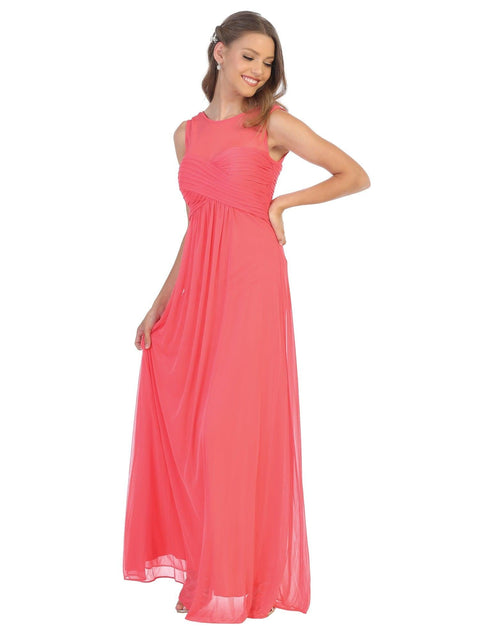 Long Sleeveless Stretch Chiffon Bridesmaids Dress