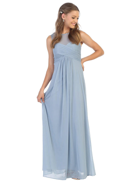 Long Sleeveless Stretch Chiffon Bridesmaids Dress