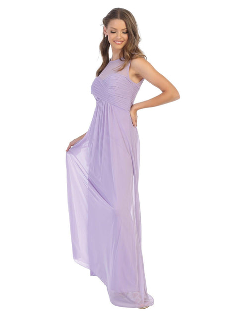 Long Sleeveless Stretch Chiffon Bridesmaids Dress