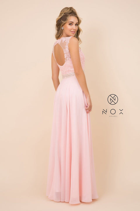 Long Sleeveless Lace Bodice Dress by Nox Anabel Y101