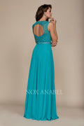 Long Sleeveless Lace Bodice Dress by Nox Anabel Y101