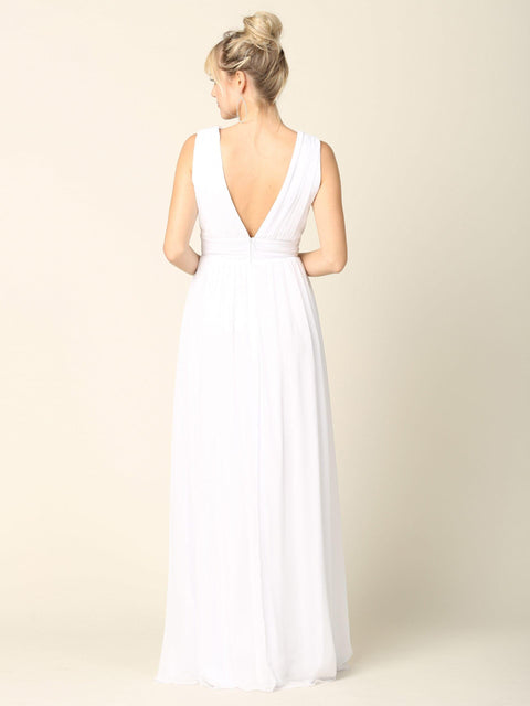 Formal Long Sleeveless Bridesmaids Slit Dress