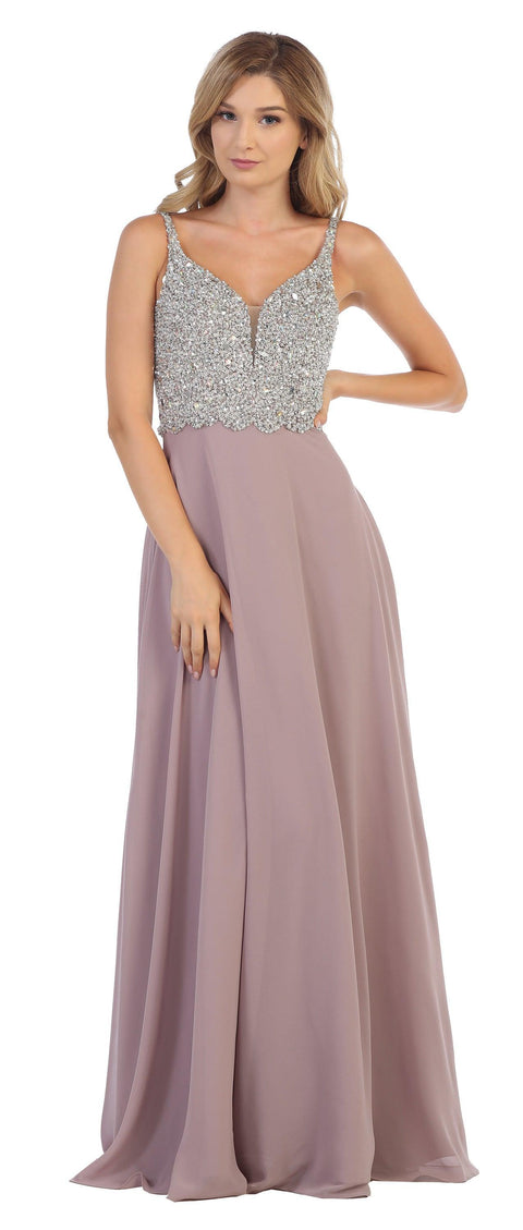 Formal Chiffon Dress with Long Sleeves