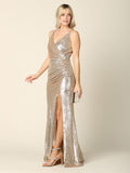 Formal Long Sleeveless Fitted Sequins Prom Dress