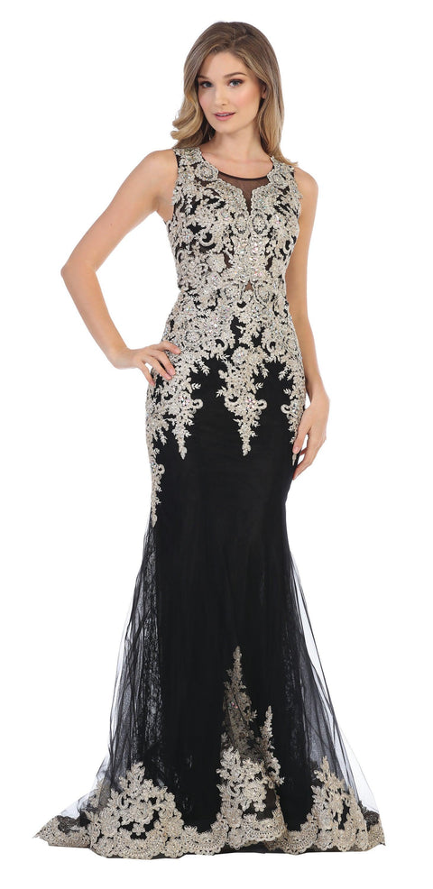 Formal Long Sleeveless Mermaid Lace Prom Dress