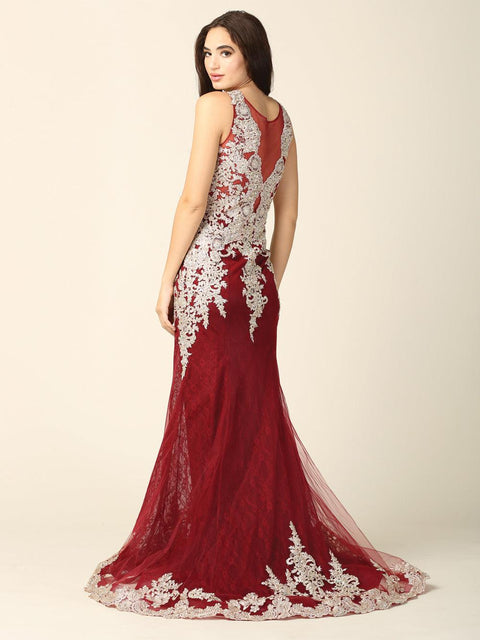 Formal Long Sleeveless Mermaid Lace Prom Dress