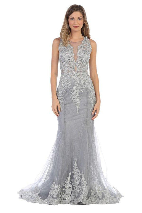 Formal Long Sleeveless Mermaid Lace Prom Dress