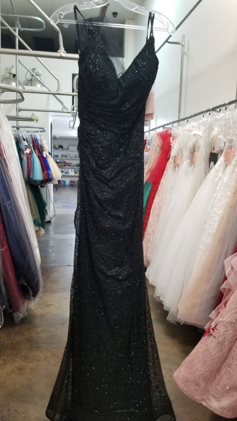 Elizabeth K GL2586's Sleeveless Glitter Dress with Corset Back