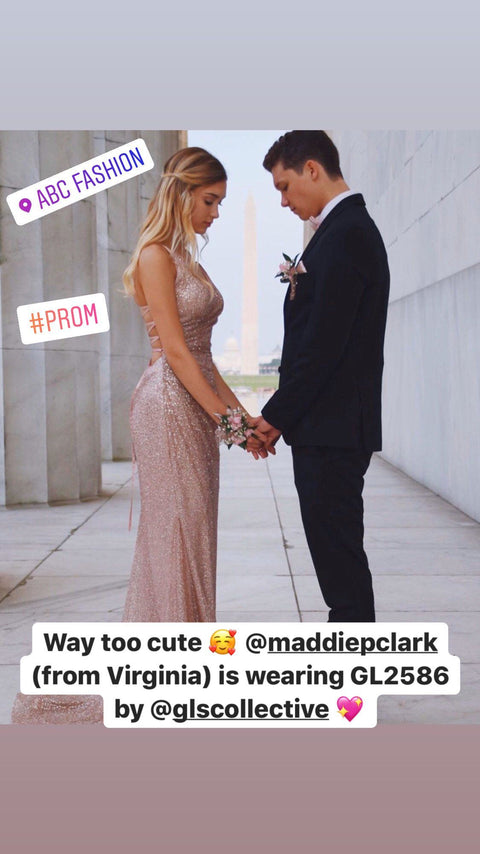 Elizabeth K GL2586's Sleeveless Glitter Dress with Corset Back