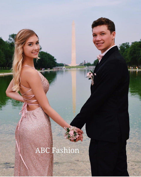 Elizabeth K GL2586's Sleeveless Glitter Dress with Corset Back