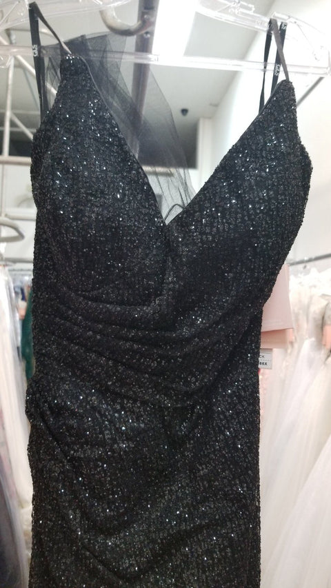 Elizabeth K GL2586's Sleeveless Glitter Dress with Corset Back