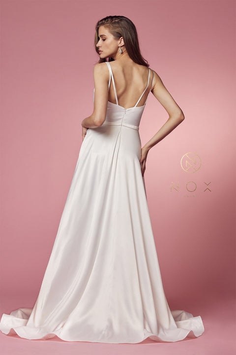 Sleeveless Long Satin Dress by Nox Anabel E484
