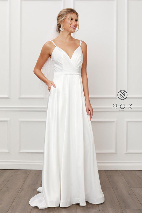 Sleeveless Long Satin Dress by Nox Anabel E484