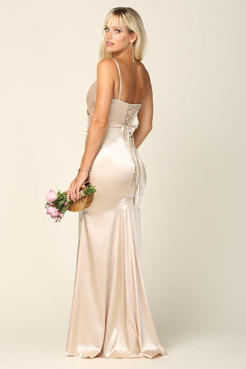 Long Spaghetti Strap Formal Bridesmaids Dress