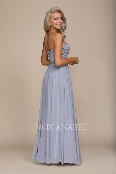 Strapless Strapless Long Dress with Corset Back by Nox Anabel B045
