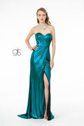 Elizabeth K GL2894's Strapless Faux Wrap Metallic Dress