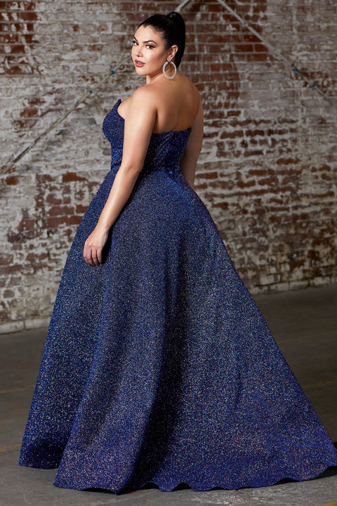 Long Strapless Glitter Dress by Cinderella Divine CB045