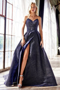 Long Strapless Glitter Dress by Cinderella Divine CB045