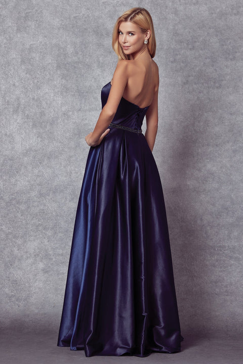 Strapless Long Satin Dress by Juliet 688