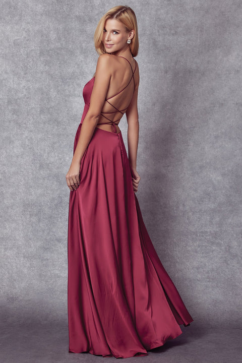 Juliet 278's Long Dress with Square Neckline and Strappy Back
