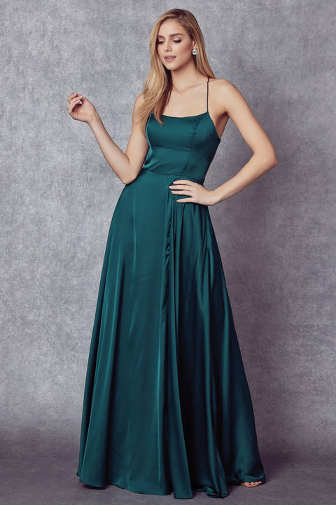 Juliet 278's Long Dress with Square Neckline and Strappy Back