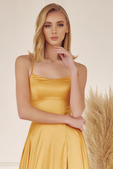 Long Strappy Back Square Neck Dress by Juliet 278