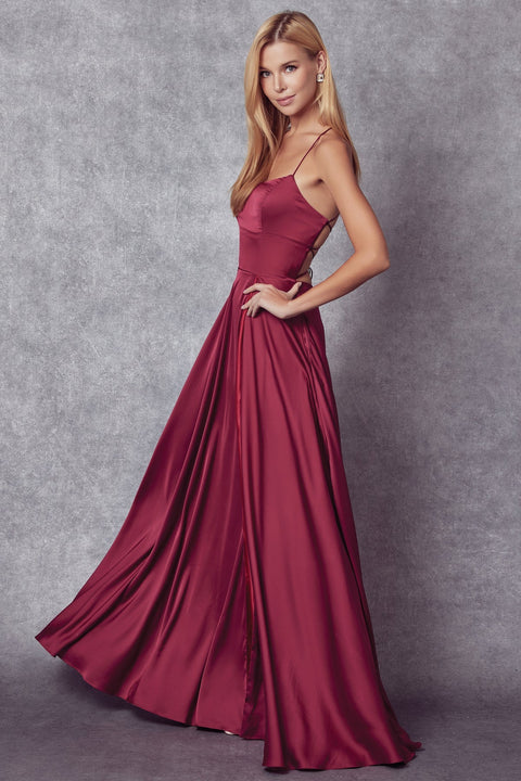 Juliet 278's Long Dress with Square Neckline and Strappy Back