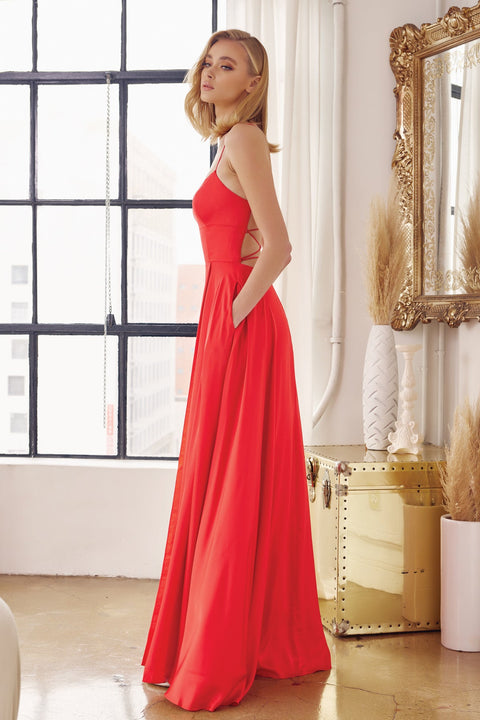 Juliet 278's Long Dress with Square Neckline and Strappy Back