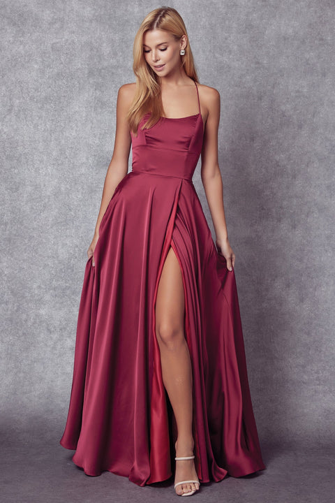 Juliet 278's Long Dress with Square Neckline and Strappy Back