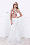 Two-Piece Long Floral Top Lace Dress by Nox Anabel 8373