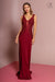 Long V-Neck Dress with Embroidered Bodice by Elizabeth K GL2614