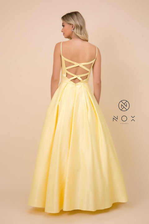 V-Neck Long Dress with Strappy Back by Nox Anabel N308