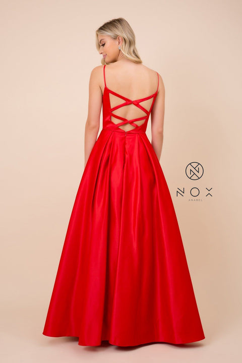 V-Neck Long Dress with Strappy Back by Nox Anabel N308