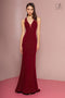 Elizabeth K GL2704's Glittering Long V-Neck Dress with Back Cut Out