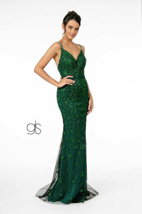 Elizabeth K GL2917's V-Neck Glittering Mermaid Dress