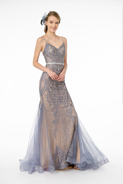 Long V-Neck Mermaid Dress with Train by Elizabeth K GL2679