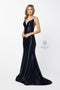 Long Satin V-Neck Dress with Open Back by Nox Anabel C227