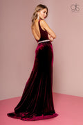 Long V-Neck Velvet Dress with Open Back by Elizabeth K GL2559