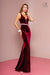 Long V-Neck Velvet Dress with Open Back by Elizabeth K GL2559