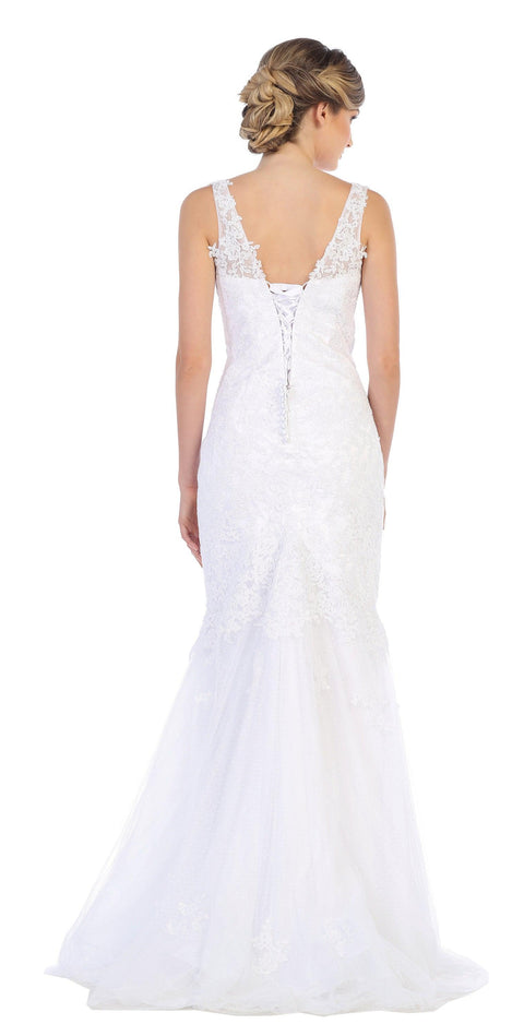 Long Sleeveless Wedding Dress Lace Bridal Gown