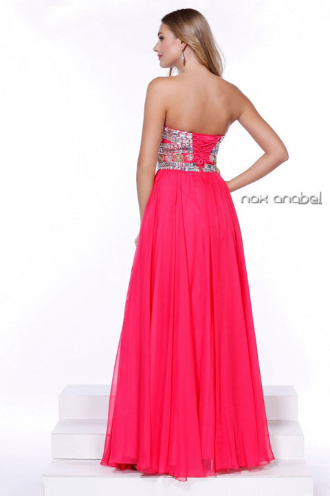 Strapless Lovely Long  Beaded Dress by Nox Anabel 8153
