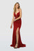 Deep V-Neckline with Crisscrossed Straps Long Jersey Dress_M133 by Nox Anabel