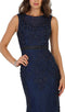 Bedazzled Sheer Bateau Sheath Evening Dress - May Queen