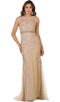 Bedazzled Sheer Bateau Sheath Evening Dress - May Queen