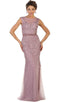 Bedazzled Sheer Bateau Sheath Evening Dress - May Queen