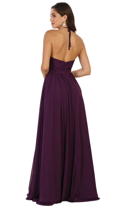 Embellished Illusion Halter A-line Evening Dress - May Queen