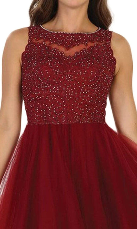 Embellished Jewel A-line Homecoming Dress - May Queen