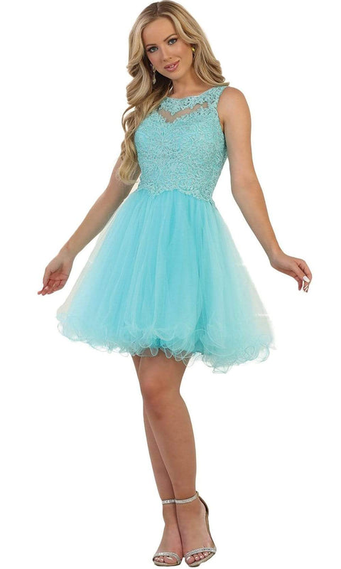 Embellished Jewel A-line Homecoming Dress - May Queen